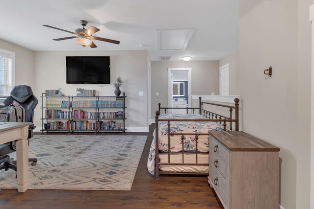 1240 Hensfield Dr, Murfreesboro, TN 37128 - bedroom featuring dark wood-type flooring, attic access, and baseboards