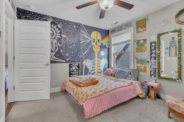 1240 Hensfield Dr, Murfreesboro, TN 37128 - bedroom with carpet floors, baseboards, wallpapered walls, and ceiling fan