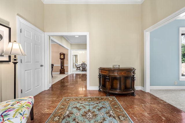 100 Carriage Way, Hendersonville, TN 37075 - entryway featuring ornamental molding, baseboards, marble finish floors, and a towering ceiling