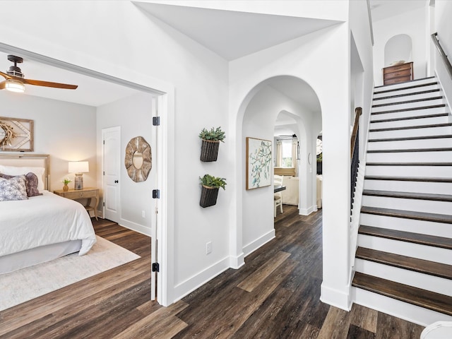 3005 Langston Pl, Spring Hill, TN 37174 - bedroom with dark wood-style floors, arched walkways, and baseboards
