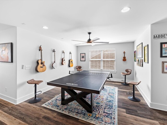 3005 Langston Pl, Spring Hill, TN 37174 - game room with baseboards, recessed lighting, ceiling fan, and wood finished floors