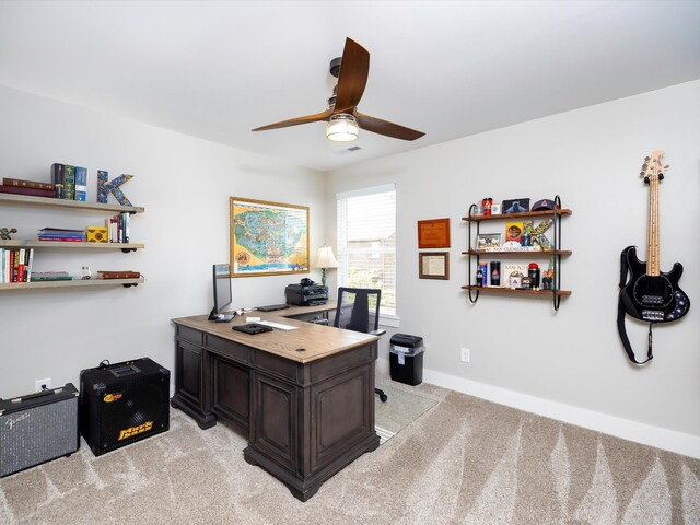3005 Langston Pl, Spring Hill, TN 37174 - home office featuring light colored carpet, ceiling fan, and baseboards
