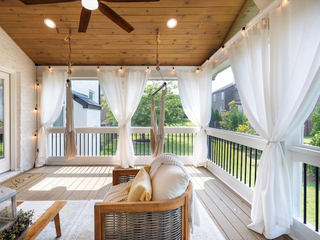 3005 Langston Pl, Spring Hill, TN 37174 - sunroom with wood ceiling, vaulted ceiling, ceiling fan, and wood-type flooring