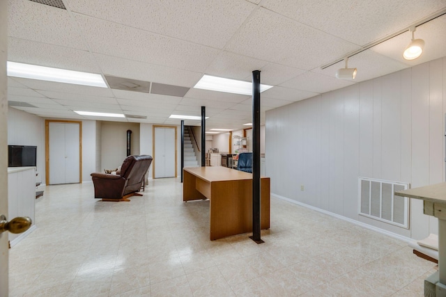 239 Henry Bayless Rd, Ardmore, TN 38449 - office area with rail lighting and a drop ceiling