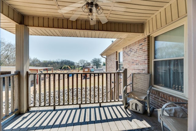239 Henry Bayless Rd, Ardmore, TN 38449 - deck with ceiling fan and a playground