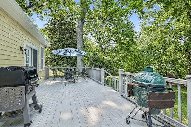 4235 Columbia Pike, Franklin, TN 37064 - wooden terrace with outdoor dining area, area for grilling, and view of wooded area