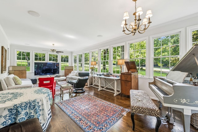 4235 Columbia Pike, Franklin, TN 37064 - sunroom with crown molding, healthy amount of natural light, wood finished floors, and a chandelier