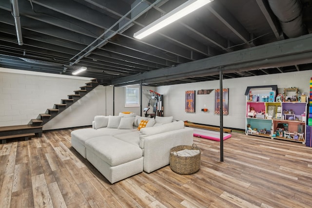 307 S Hummingbird Ln, Dickson, TN 37055 - living room featuring stairway and wood finished floors
