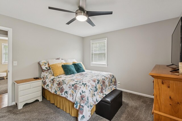307 S Hummingbird Ln, Dickson, TN 37055 - bedroom featuring carpet floors, baseboards, and ceiling fan