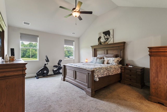 1021 Eljie Rd, Cumberland Furnace, TN 37051 - bedroom featuring vaulted ceiling, carpet flooring, a ceiling fan, and baseboards