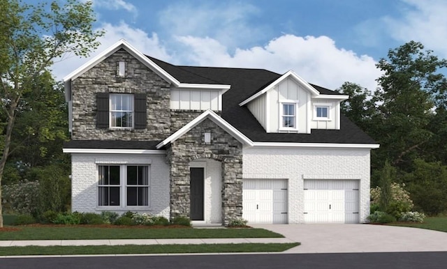 215 S Dunnwood Ln, Mount Juliet, TN 37122 - view of front of property featuring an attached garage, driveway, brick siding, and board and batten siding