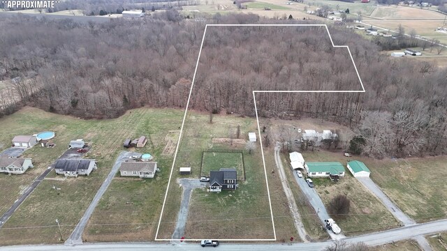 214 Miller Rd, Lafayette, TN 37083 - aerial overview of property's location featuring property boundaries highlighted and a forest