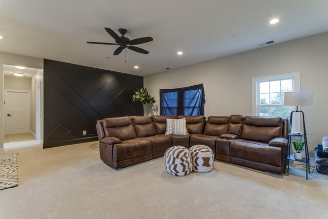 103 Maple St, Smyrna, TN 37167 - carpeted living room featuring recessed lighting and ceiling fan