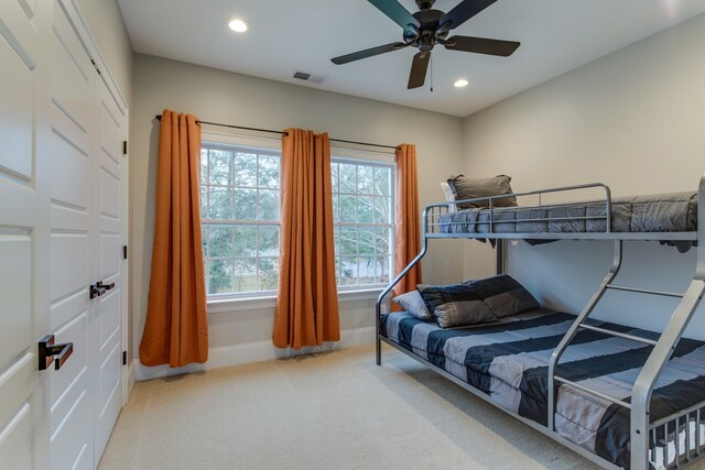 103 Maple St, Smyrna, TN 37167 - bedroom with recessed lighting, carpet flooring, baseboards, a ceiling fan, and a closet