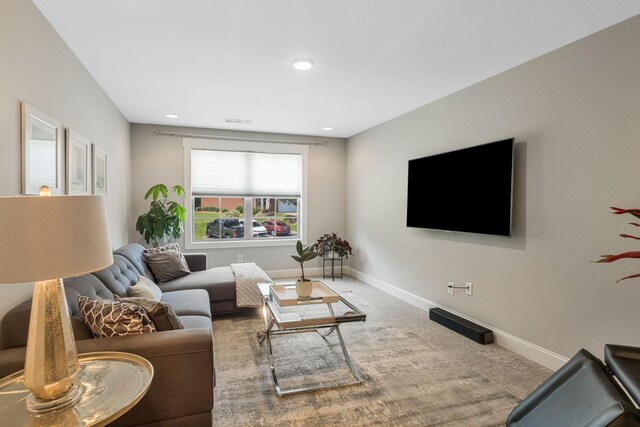 5124 Southfork Blvd, Old Hickory, TN 37138 - living room featuring carpet floors, baseboards, and recessed lighting