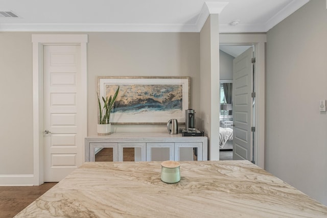 5124 Southfork Blvd, Old Hickory, TN 37138 - dining area featuring crown molding, wood finished floors, and baseboards