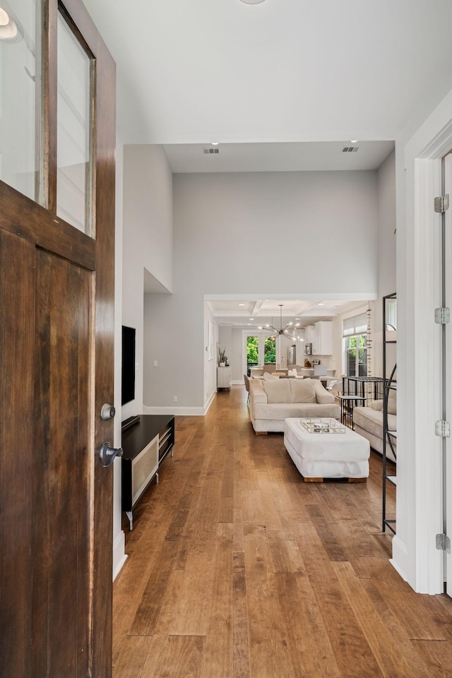 5124 Southfork Blvd, Old Hickory, TN 37138 - entrance foyer with a towering ceiling, wood finished floors, baseboards, and recessed lighting