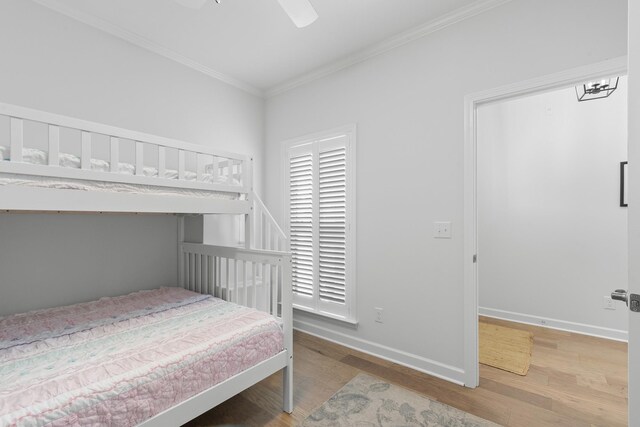 7428 Dodd Retreat Ct, Hermitage, TN 37076 - bedroom featuring wood finished floors, ornamental molding, baseboards, and a ceiling fan