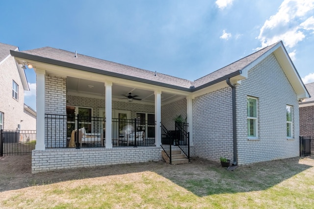 7428 Dodd Retreat Ct, Hermitage, TN 37076 - rear view of house featuring brick siding and a ceiling fan