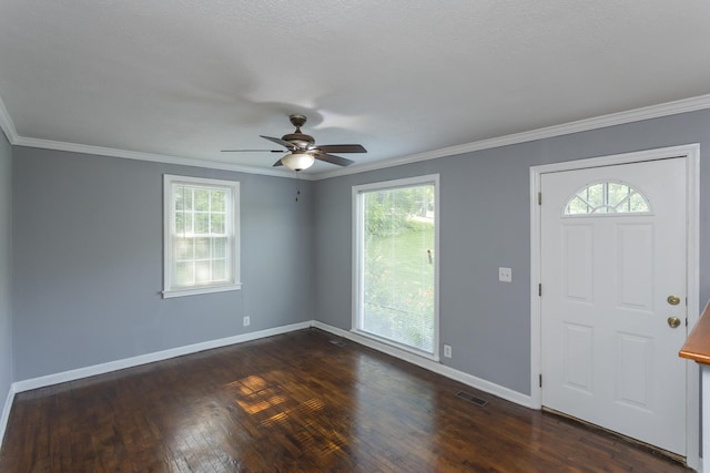 125 Neese Dr, Nashville, TN 37211 - foyer entrance with plenty of natural light, dark wood-style floors, baseboards, ceiling fan, and crown molding