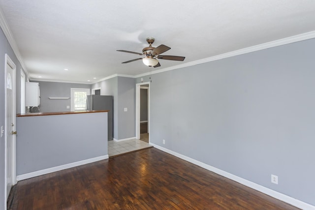 125 Neese Dr, Nashville, TN 37211 - empty room with crown molding, ceiling fan, baseboards, wood finished floors, and recessed lighting