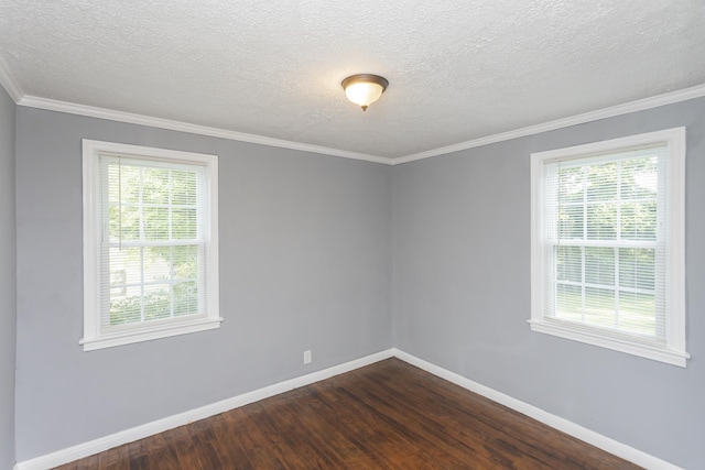 125 Neese Dr, Nashville, TN 37211 - spare room featuring dark wood-style flooring, plenty of natural light, baseboards, a textured ceiling, and ornamental molding