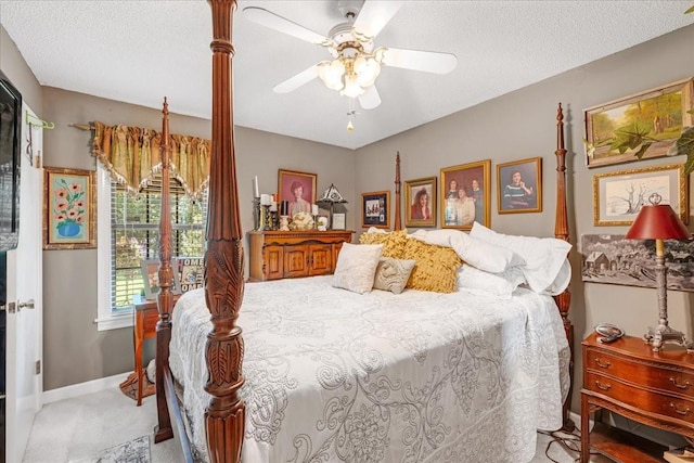 2890 Nance Bend Rd, Clifton, TN 38425 - carpeted bedroom featuring a textured ceiling, a ceiling fan, and baseboards
