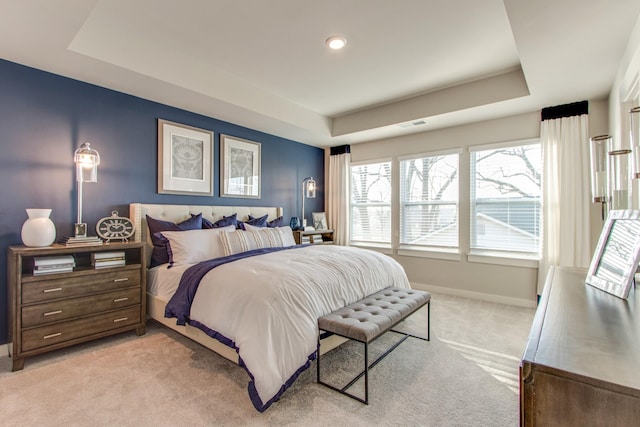 2413 Williams Ridge Dr, Columbia, TN 38401 - bedroom featuring a raised ceiling, light carpet, baseboards, and recessed lighting