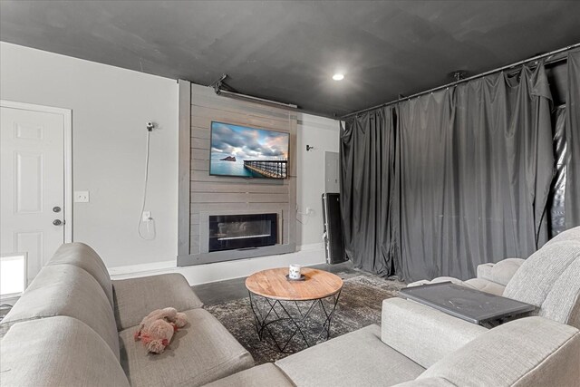 1020 Corey Dr, Lewisburg, TN 37091 - living area with a large fireplace and recessed lighting