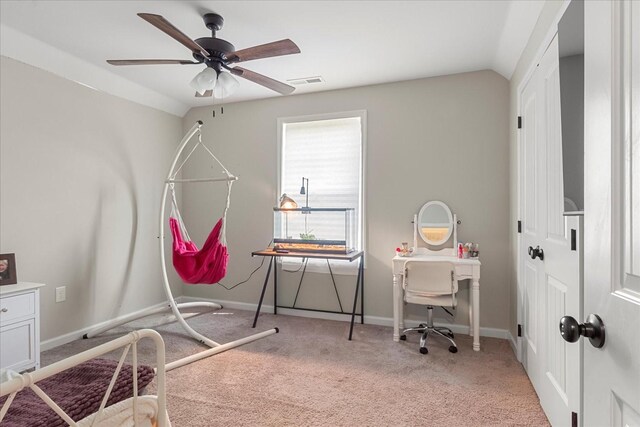 1020 Corey Dr, Lewisburg, TN 37091 - rec room with carpet floors, baseboards, ceiling fan, and lofted ceiling