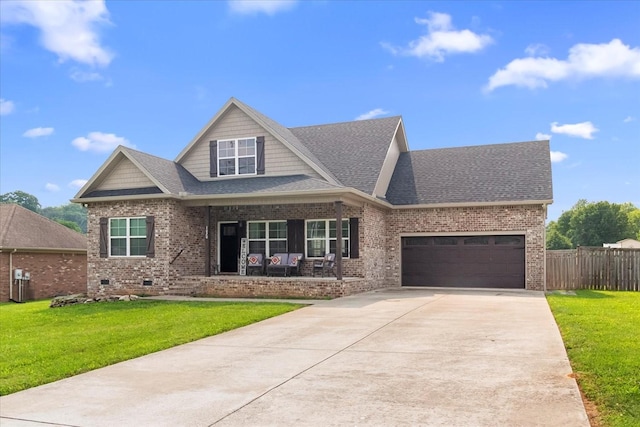 1020 Corey Dr, Lewisburg, TN 37091 - craftsman-style home featuring covered porch, brick siding, concrete driveway, and roof with shingles