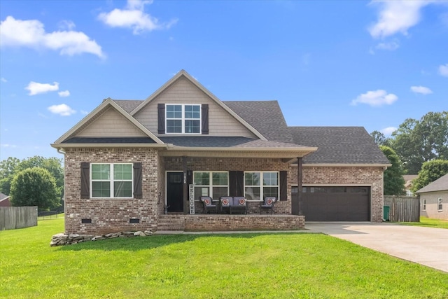 1020 Corey Dr, Lewisburg, TN 37091 - view of front of house featuring covered porch, brick siding, concrete driveway, and a garage