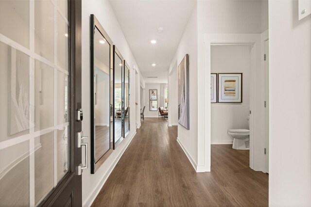 2415 Williams Ridge Dr, Columbia, TN 38401 - corridor with dark wood-style flooring, baseboards, and recessed lighting