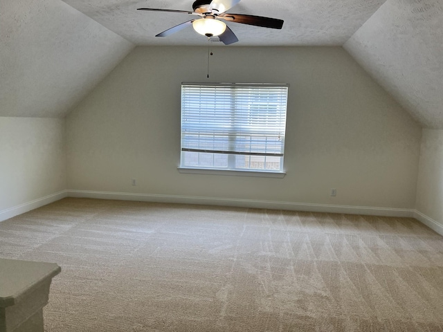 2124 Skyglen Trce, Antioch, TN 37013 - bonus room with a textured ceiling, carpet floors, baseboards, lofted ceiling, and a ceiling fan