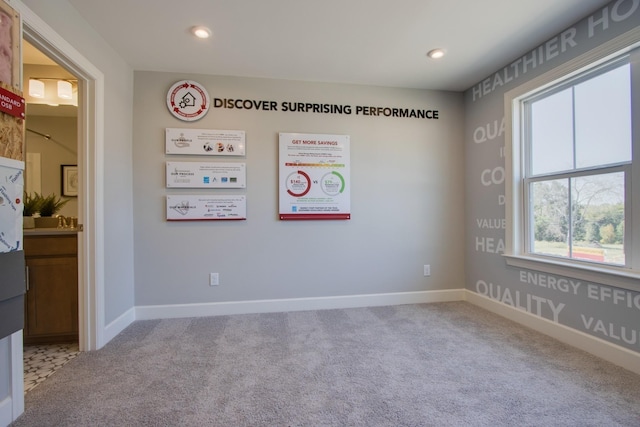 5221 Gladecress Ln, Hermitage, TN 37076 - carpeted spare room featuring recessed lighting, baseboards, and a sink