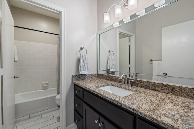 4505 Harding Pike Unit 103, Nashville, TN 37205 - full bathroom with vanity, toilet, shower / tub combo with curtain, and tile patterned flooring