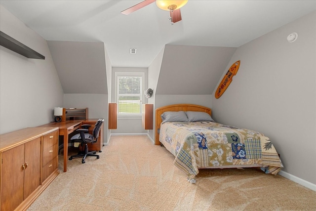 1446 Kittrell Rd, Franklin, TN 37064 - bedroom featuring an office area, carpet floors, vaulted ceiling, and ceiling fan