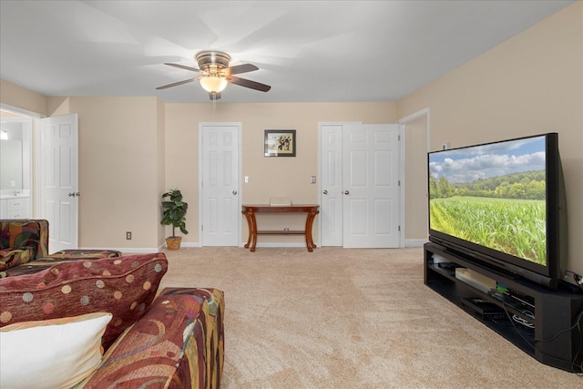 1446 Kittrell Rd, Franklin, TN 37064 - living area featuring carpet and ceiling fan