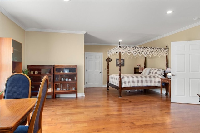 1446 Kittrell Rd, Franklin, TN 37064 - bedroom featuring light wood-style flooring, ornamental molding, and recessed lighting