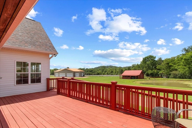 1446 Kittrell Rd, Franklin, TN 37064 - deck with an outbuilding, a yard, and a water view