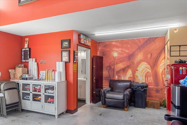 1446 Kittrell Rd, Franklin, TN 37064 - living area featuring unfinished concrete floors