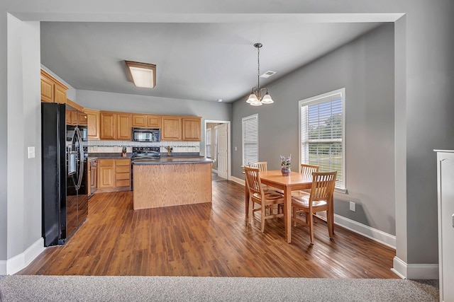 3606 Fairway Fields Ln, Spring Hill, TN 37174 - kitchen featuring black appliances, dark countertops, baseboards, and dark wood finished floors
