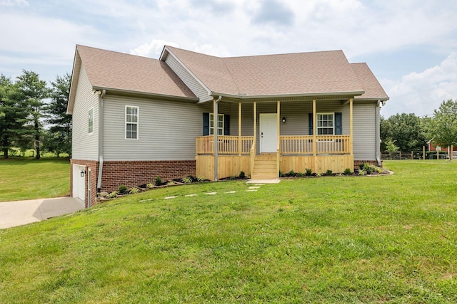 3606 Fairway Fields Ln, Spring Hill, TN 37174 - view of front of house with a porch, a garage, a front lawn, and a shingled roof