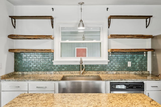 1306 Maymont Dr, Murfreesboro, TN 37130 - kitchen featuring white cabinetry, decorative backsplash, and a sink