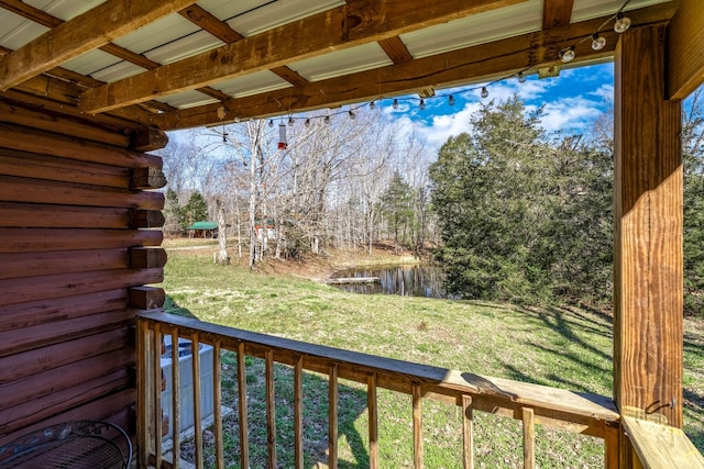 6720 Parker Rd, Lyles, TN 37098 - deck with a water view, a yard, and view of wooded area