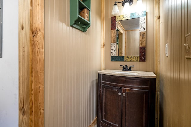 6720 Parker Rd, Lyles, TN 37098 - half bath with vanity and wood walls