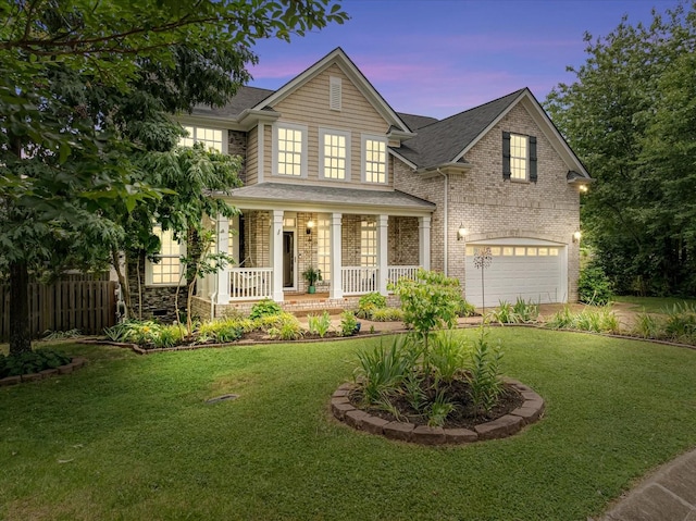 4055 Williford Way, Spring Hill, TN 37174 - traditional-style home featuring a porch, a garage, brick siding, driveway, and a shingled roof