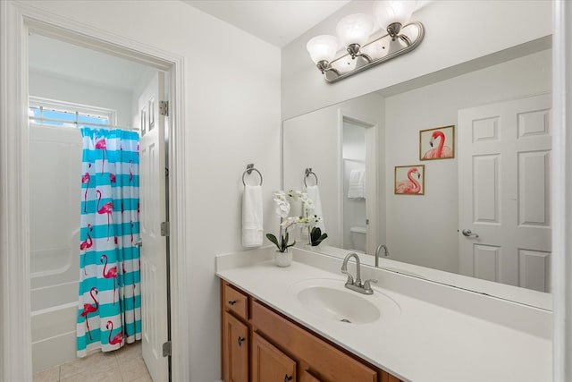 4055 Williford Way, Spring Hill, TN 37174 - full bath featuring vanity, tile patterned floors, shower / tub combo with curtain, and toilet