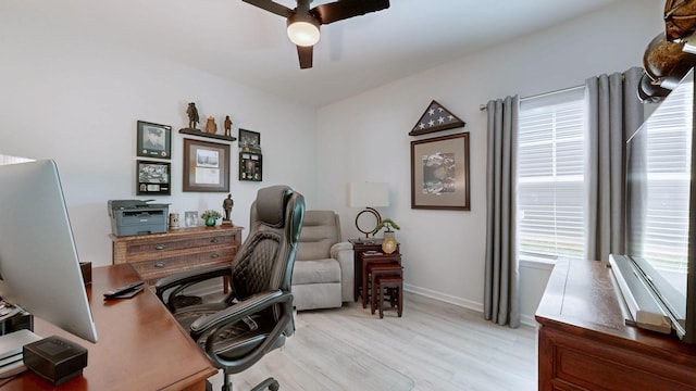 3632 Stormy Ln, Rockvale, TN 37153 - office space with a ceiling fan, light wood finished floors, and baseboards