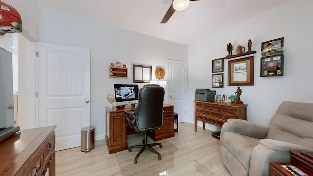 3632 Stormy Ln, Rockvale, TN 37153 - office area with ceiling fan and light wood-style floors